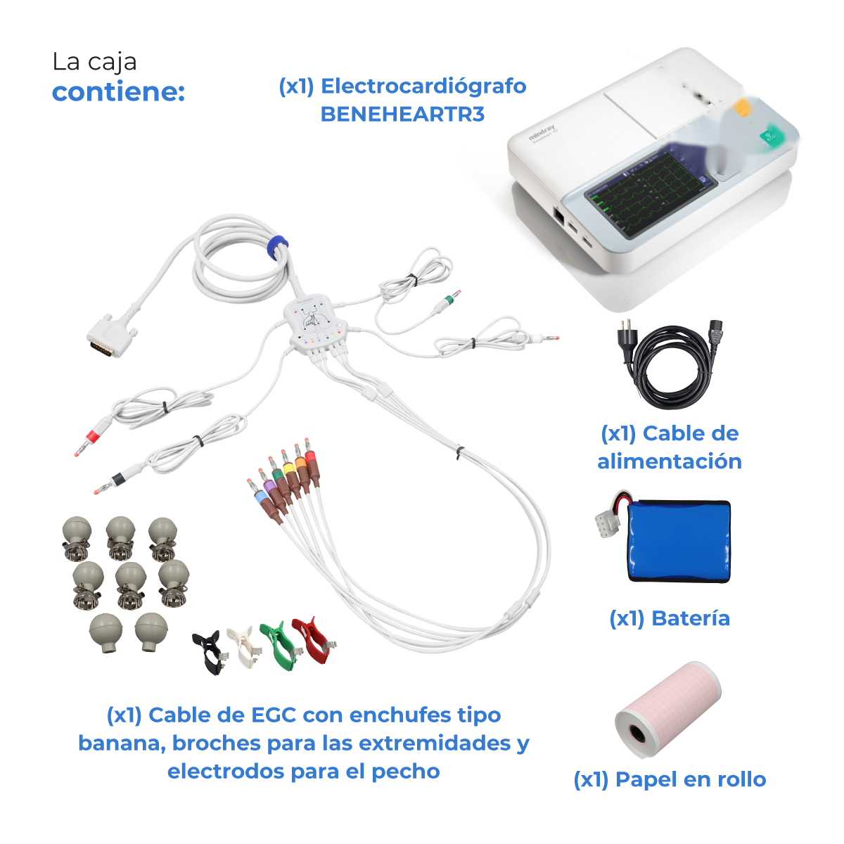 Electrocardiógrafo Portátil de 3 Canales, Pantalla 5 Pulgadas y Alta Resolución / BeneHeart R3 ECG Marca Mindray