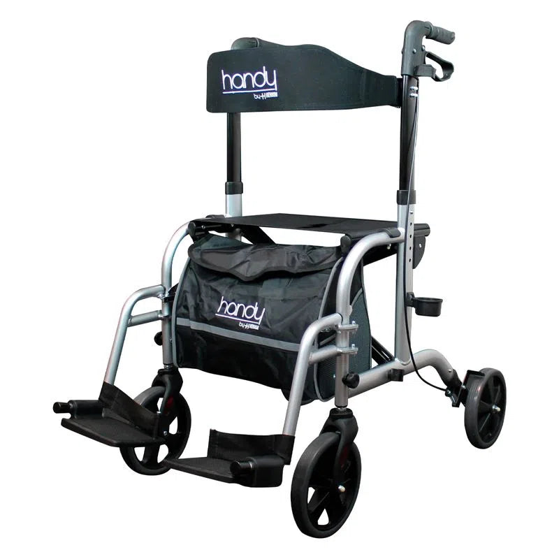 Andadera Plegable Híbrida con Ruedas, Asiento y Altura Regulable Handy