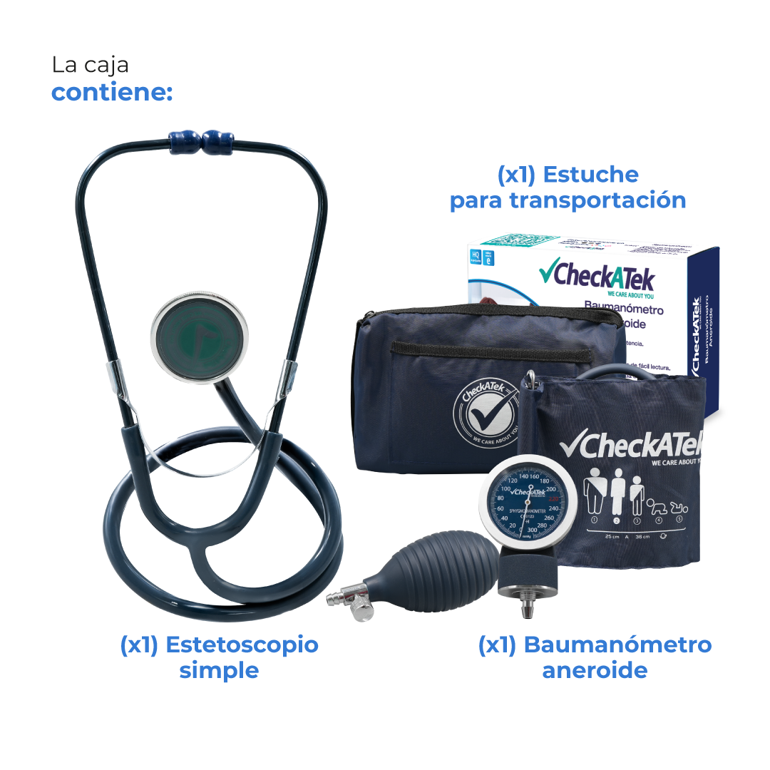 Kit Baumanómetro Aneroide y Estetoscopio Simple Transparente Checkatek para Adulto Checkatek