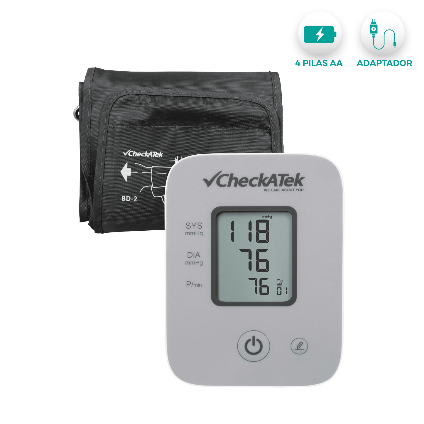 Baumanómetro Digital Automático de Brazo con Pantalla LCD y 80 Memorías BD-2 | Preciso y de fácil uso | Marca Checkatek
