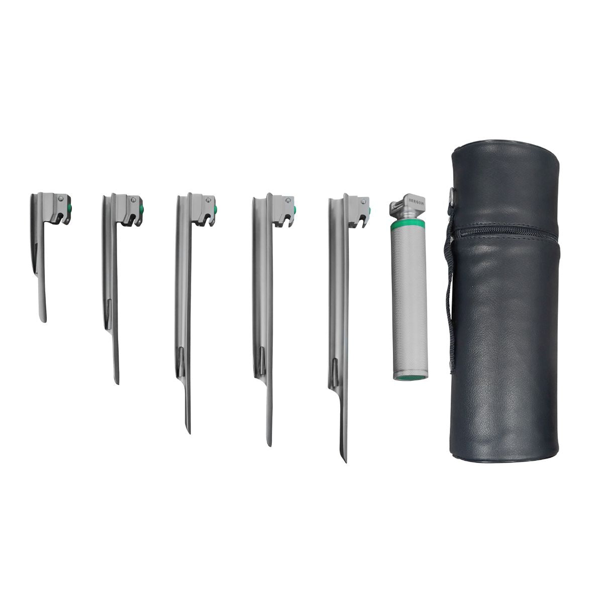 Estuche de Laringoscopio Miller de de Fibra Óptica con 5 Hojas Hergom Medical | Acero inoxidable