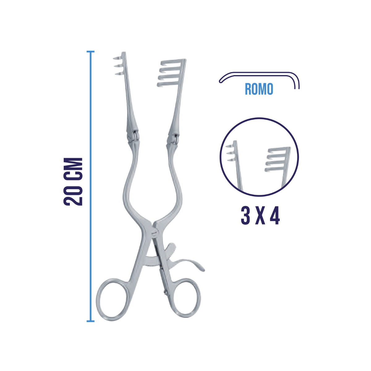 Retractor Weitlaner con Ramas Flexibles de Acero Inoxidable Alemán