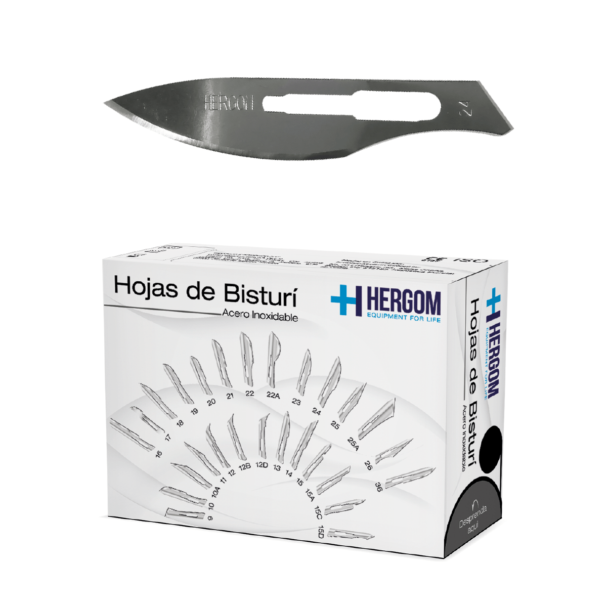 Hoja para bisturí acero inoxidable #24 Hergom