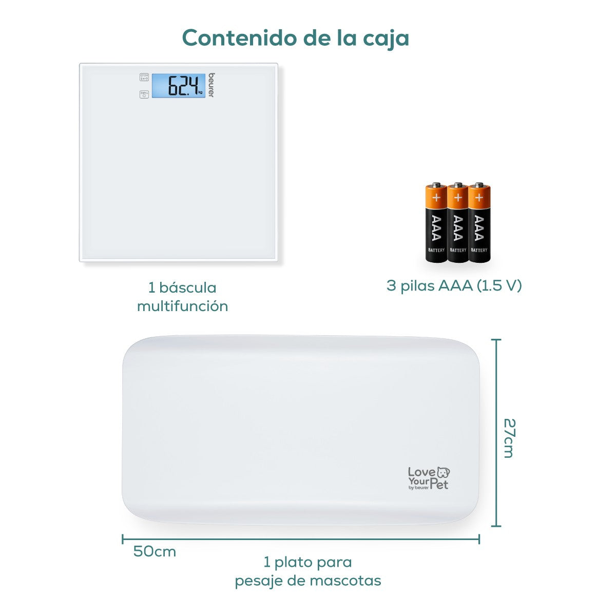 Báscula Multifuncional para Perros, Gatos y Humanos "Polly" PP170 Beurer