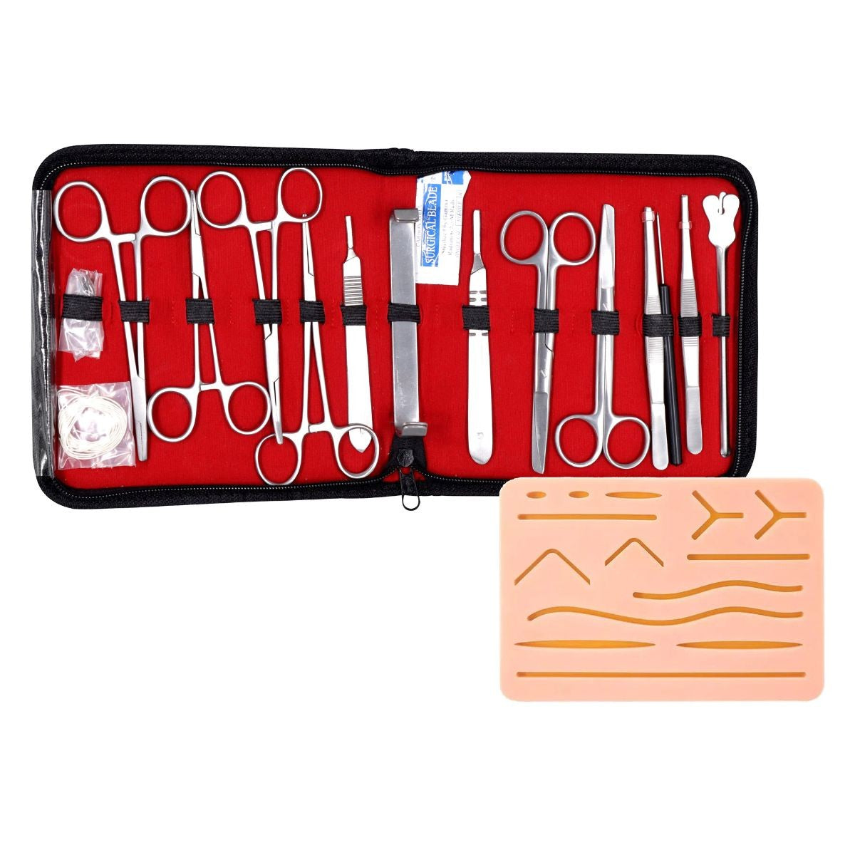 Estuche de Disección de 16 piezas + Pad de Sutura | Acero inoxidable Alemán de alta calidad