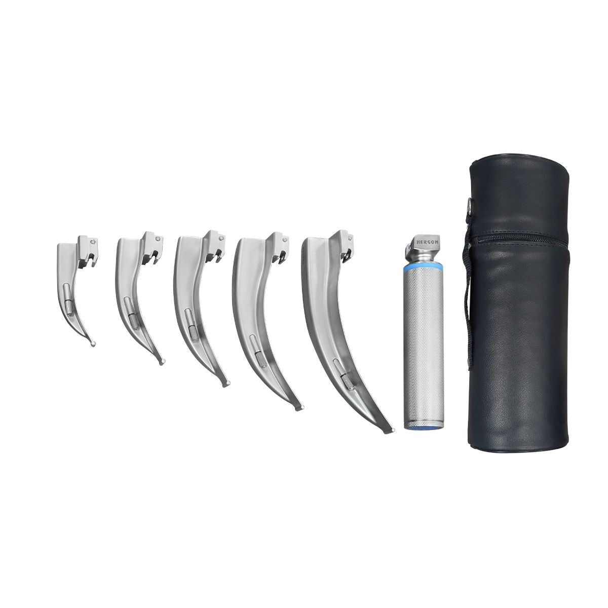 Estuche de Laringoscopio McIntosh con 5 Hojas y Mango Universal de luz estándar | Acero inoxidable