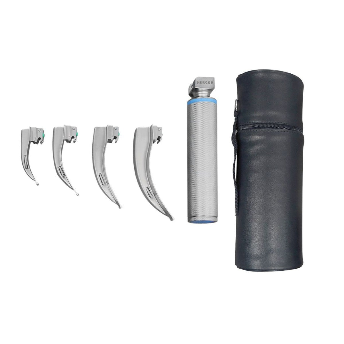 Estuche de Laringoscopio McIntosh de Luz con Cuatro Hojas Curvas de Alta Calidad | Acero inoxidable