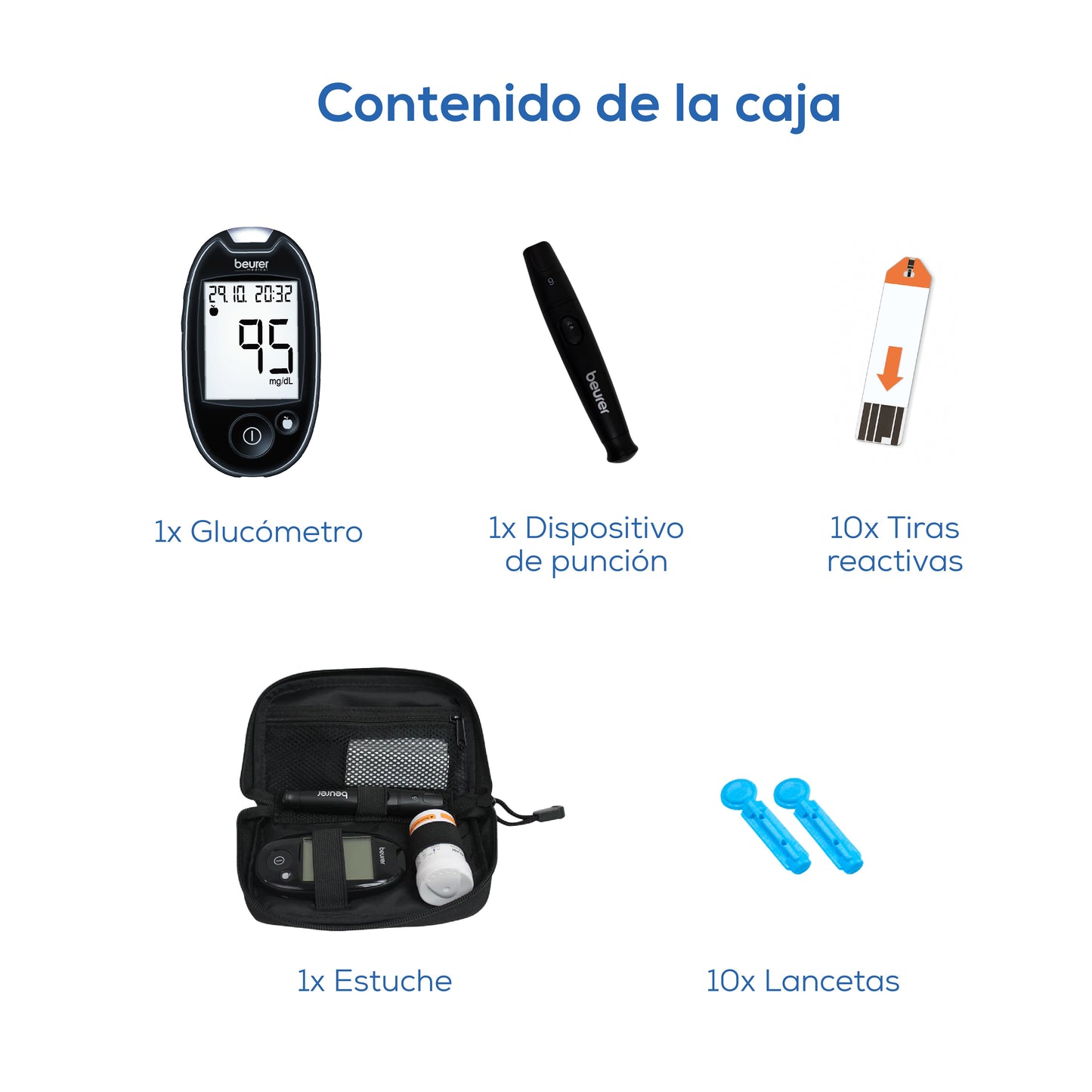 Glucómetro GL44 Fácil Lectura | Kit Completo con Lancetas Beurer