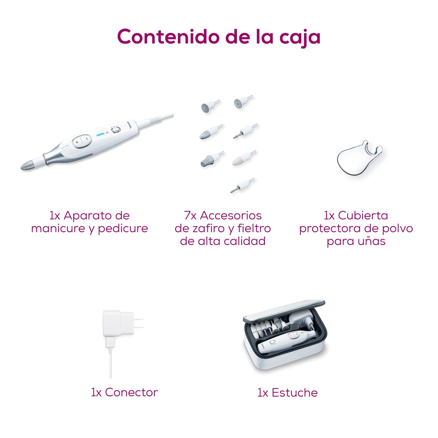 Kit de manicure y pedicure eléctrico profesional con taladro y accesorios Beurer