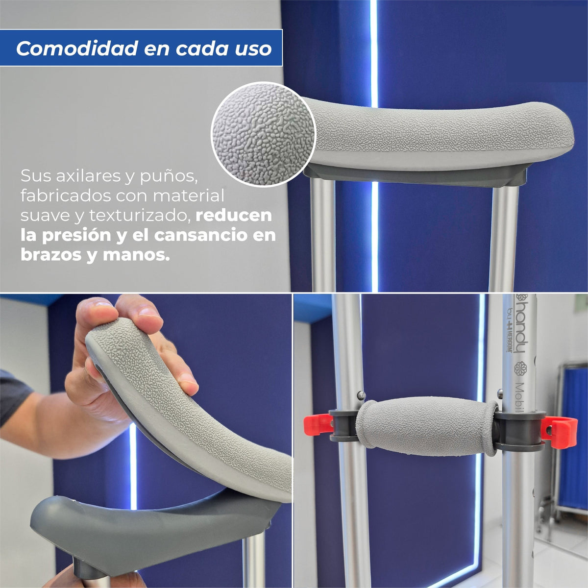 Muletas Ortopédicas Ajustables de Aluminio | Soporte hasta 110 kg Handy