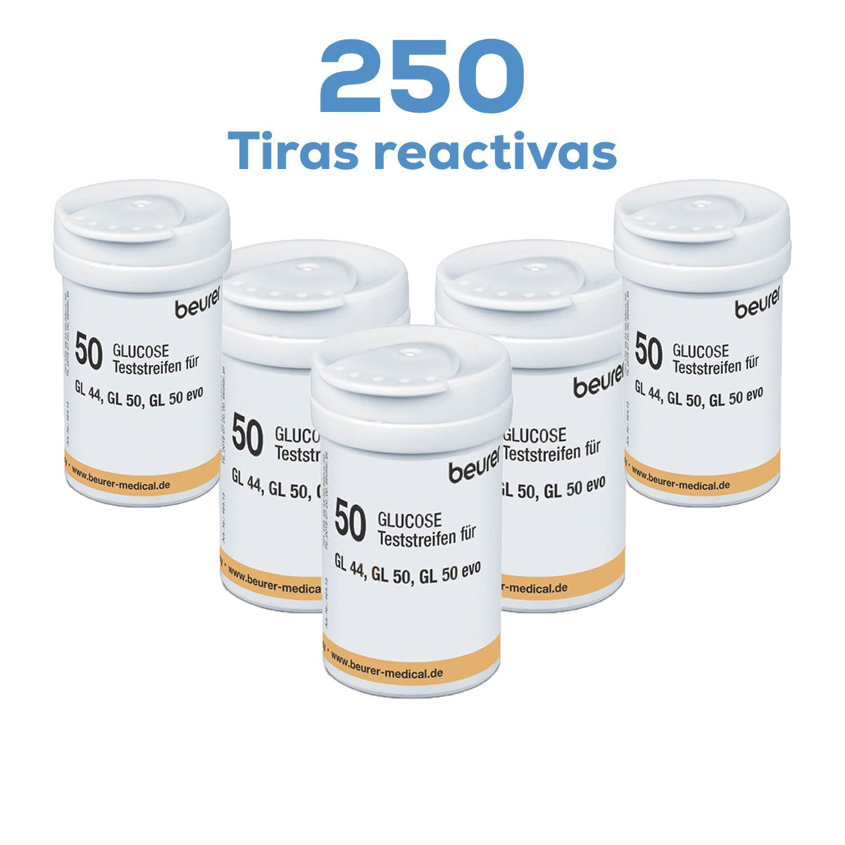 250 Tiras Reactivas para Glucómetro GL44 Beurer
