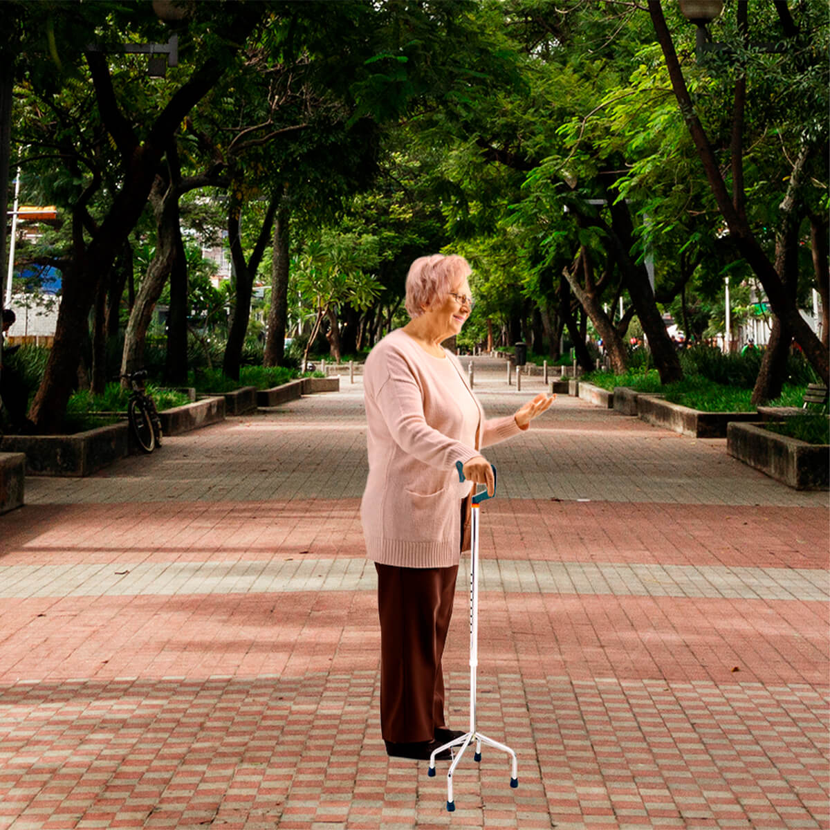 Bastón de 4 Apoyos Ajustable con Mango Ergonómico Handy
