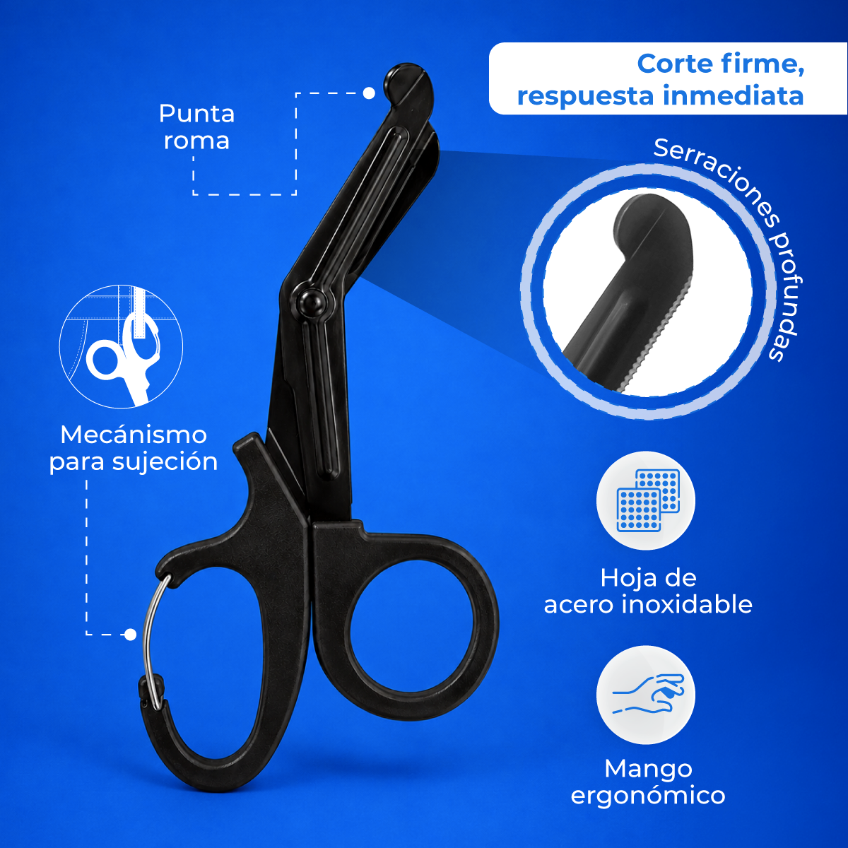 Tijeras de Uso Rudo Sólido | Cortes Firmes | Varias Longitudes y Colores | Marca Hergom Medical