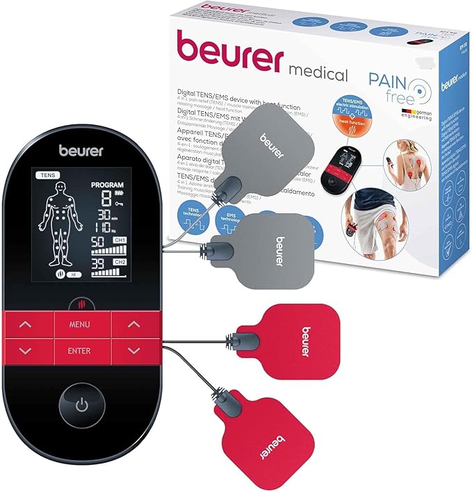 Electroestimulador Muscular Digital EM41 TENS/EMS con Función de Calor y 64 Programas | Marca Beurer