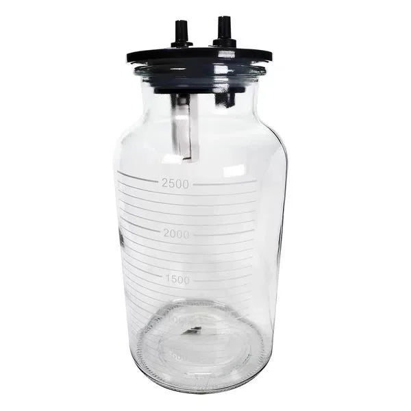 Frasco de 2500ml para aspirador quirúrgico, fabricado en vidrio - Marca Hergom Aspiradores