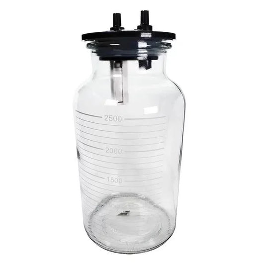 Frasco de 2500ml para aspirador quirúrgico, fabricado en vidrio - Marca Hergom Aspiradores