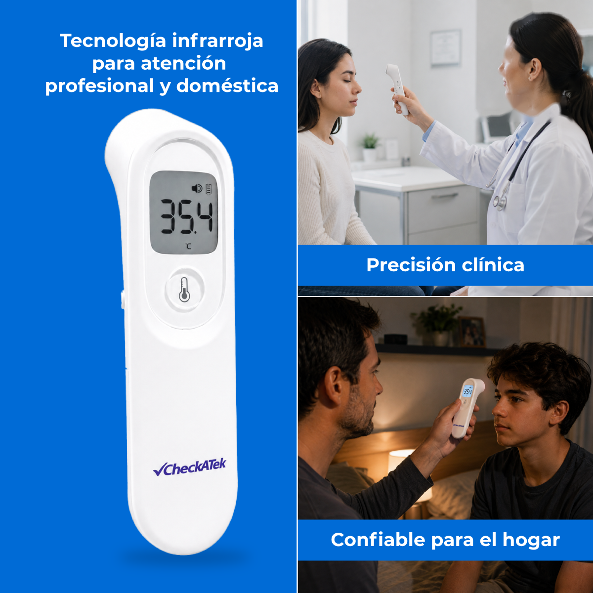 Termómetro sin contacto infrarrojo digital con pantalla retroiluminada Marca Checkatek