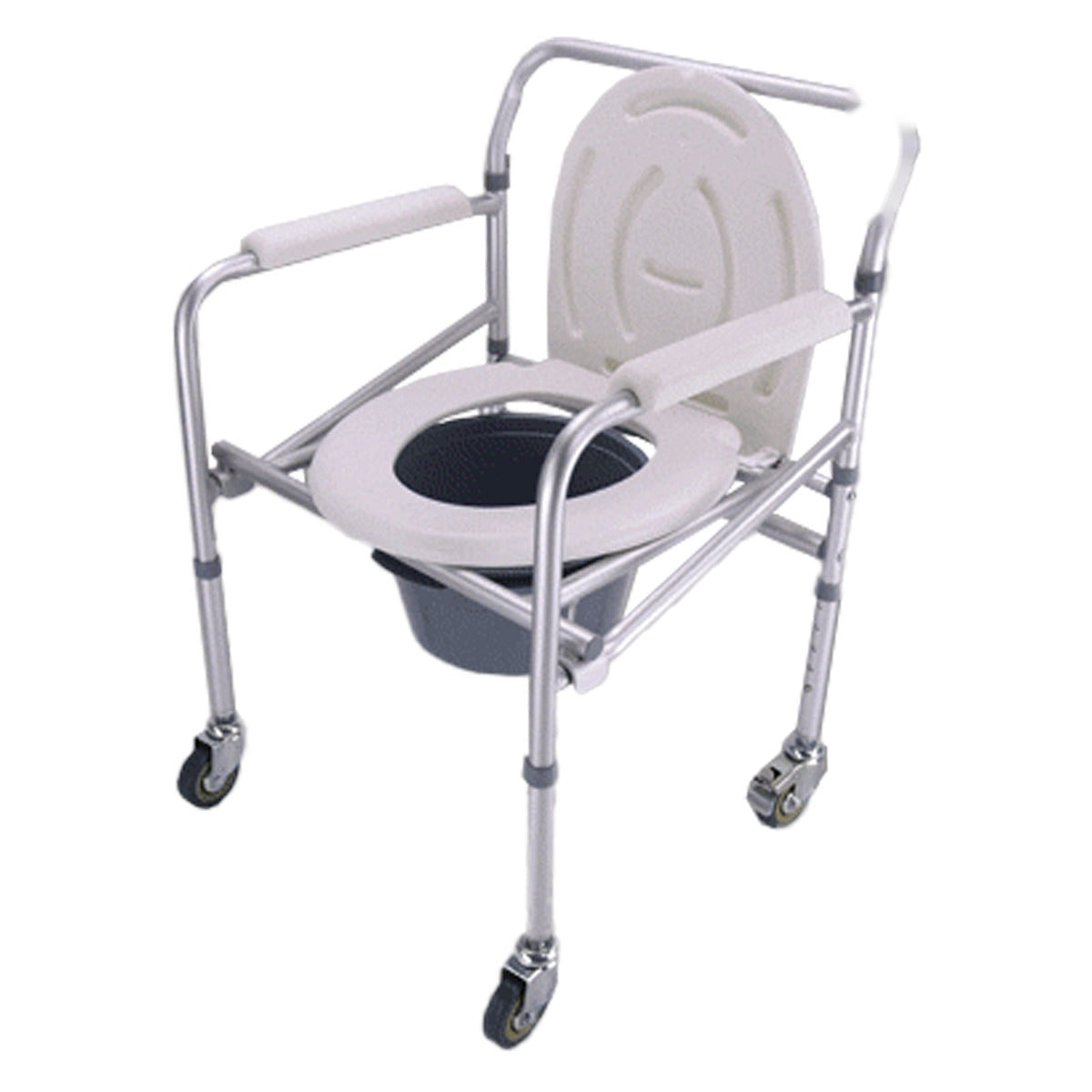 Silla Cómodo Plegable de Aluminio, con Altura Regulable, Tapa,  Ruedas y Bloqueo Seguro | Marca Handy