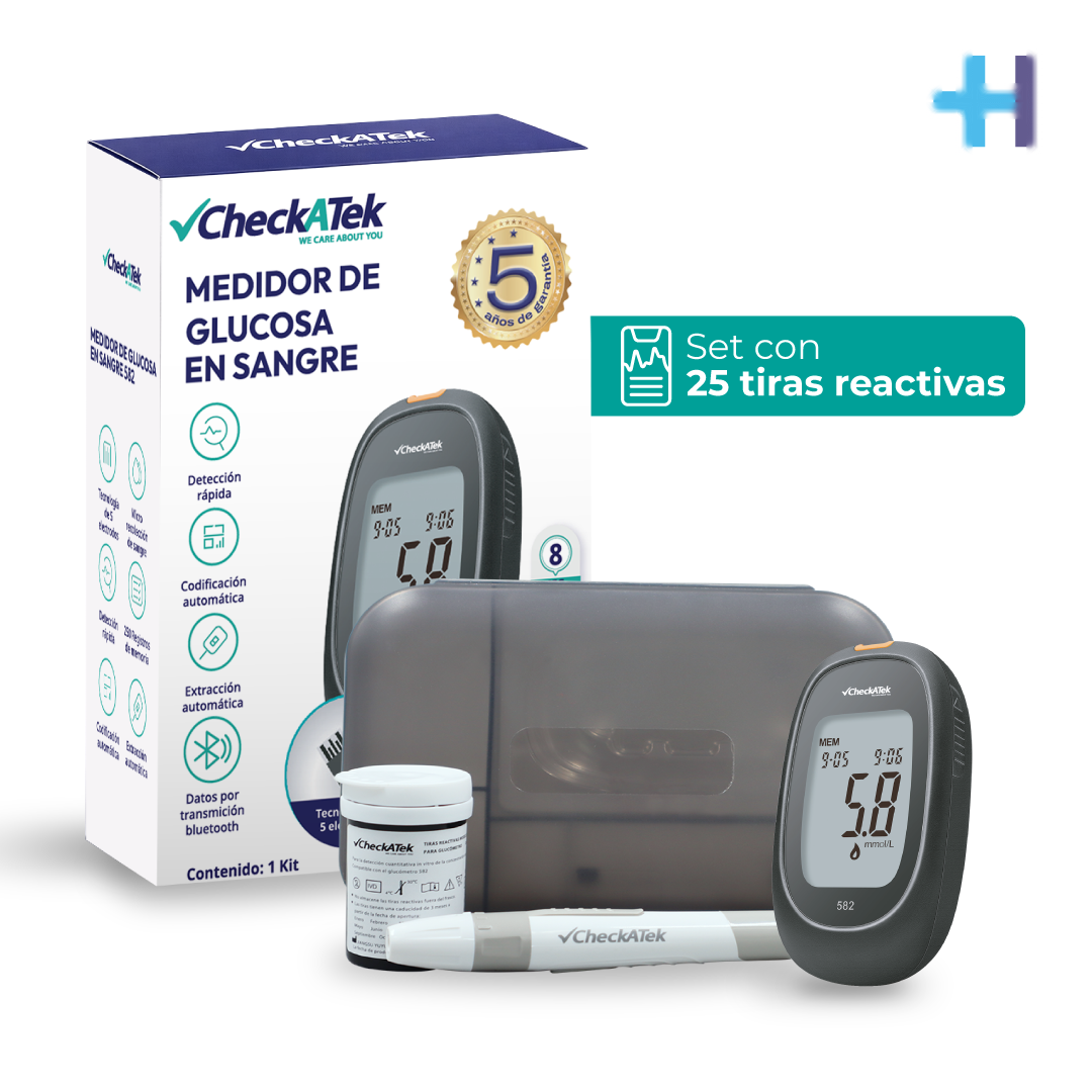 Glucómetro digital portátil con Memoria 250 Registros GL582 | Marca Checkatek