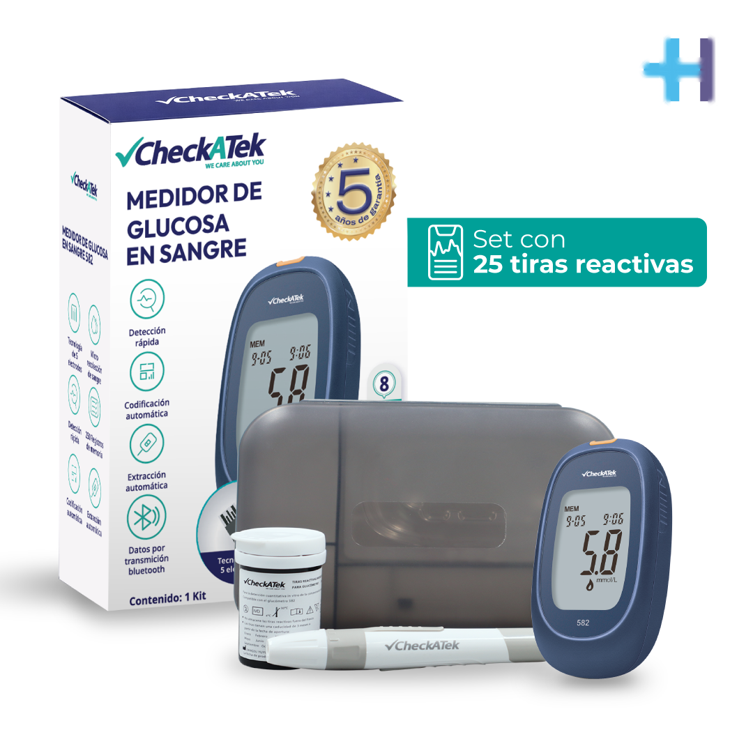 Glucómetro digital portátil con Memoria 250 Registros GL582 | Marca Checkatek