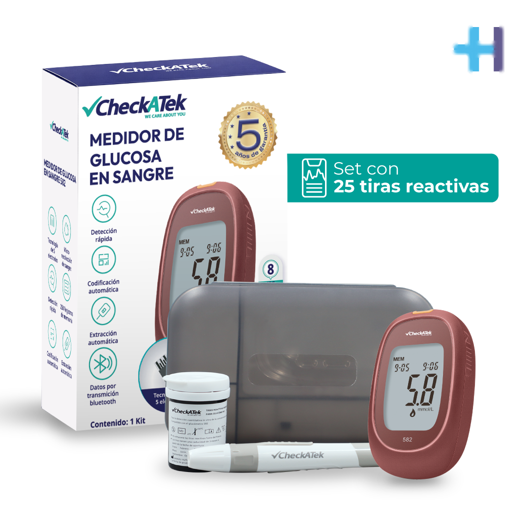 Glucómetro digital portátil con Memoria 250 Registros GL582 | Marca Checkatek