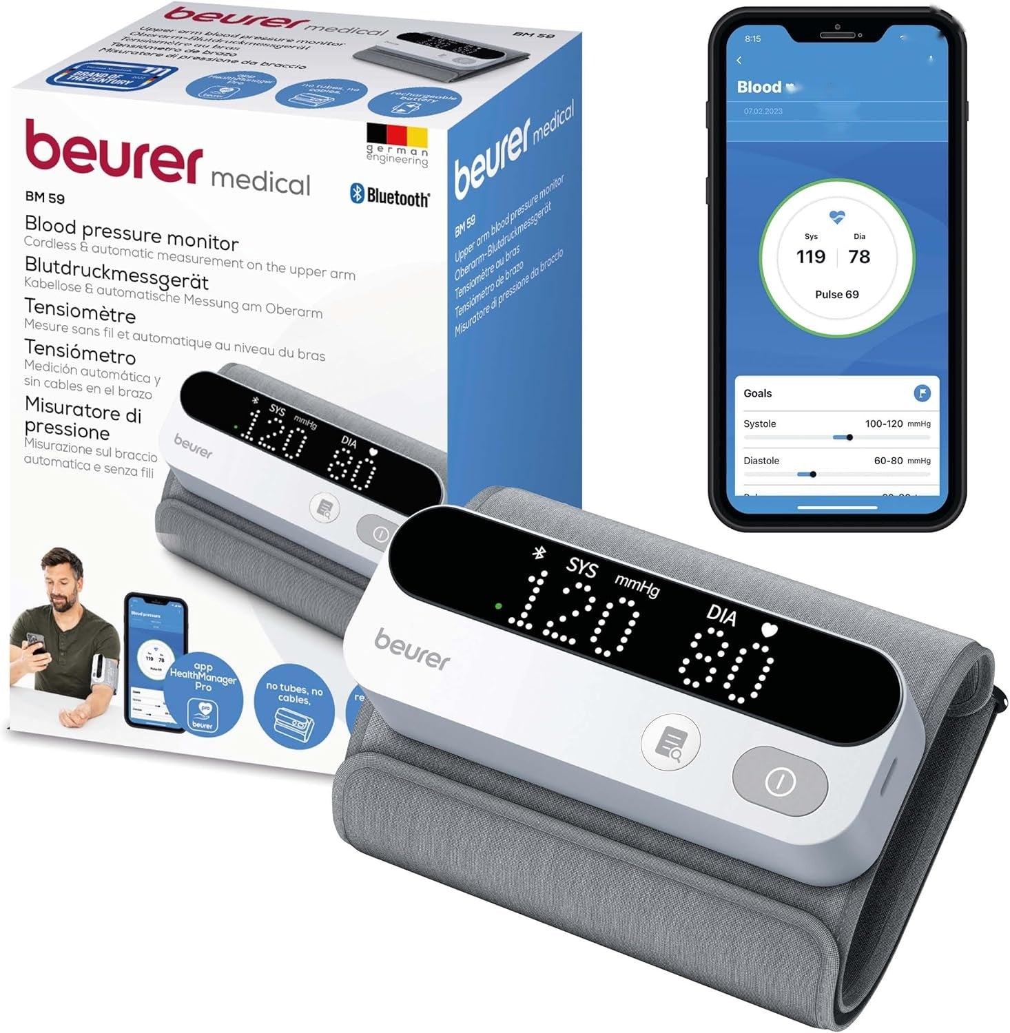 Monitor de Presión Arterial Bluetooth | Detección de Arritmias | Marca Beurer
