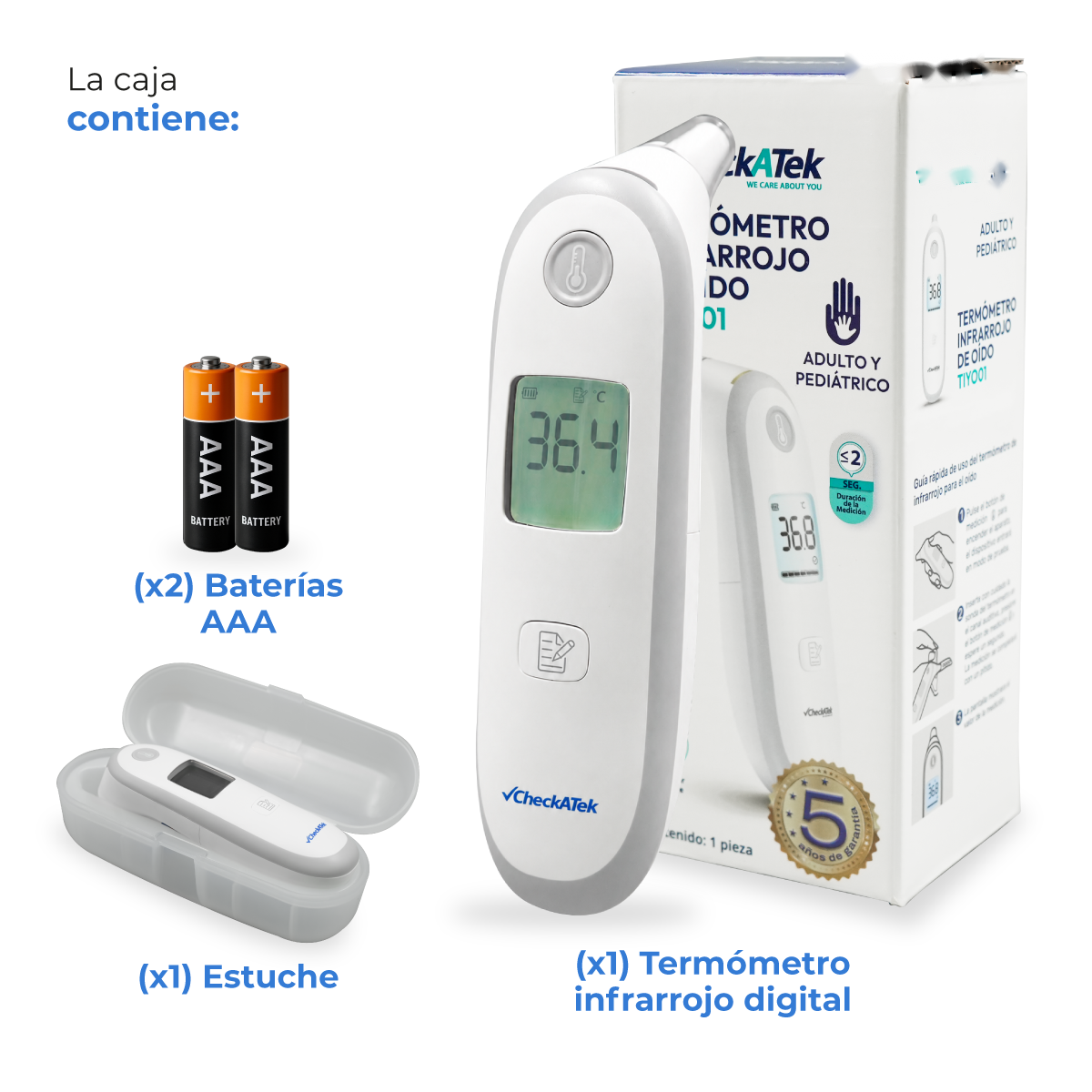 Termómetro Digital de Oído Medición Rápida TIYO01 | Marca Checkatek