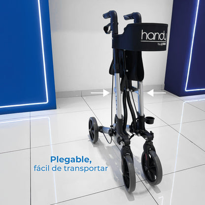 Andadera plegable con ruedas, asiento acolchado, porta bastón y ajuste de altura AN01A Handy