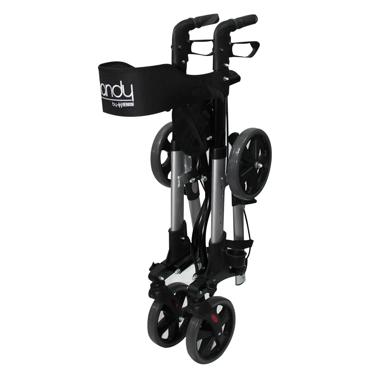 Andadera plegable con ruedas, asiento acolchado, porta bastón y ajuste de altura AN01A | Marca Handy