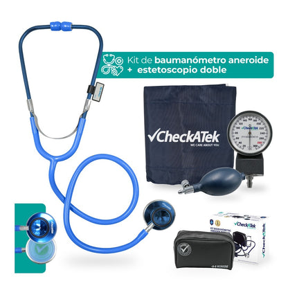 Baumanómetro Aneroide + Estetoscopio Médico Checkatek