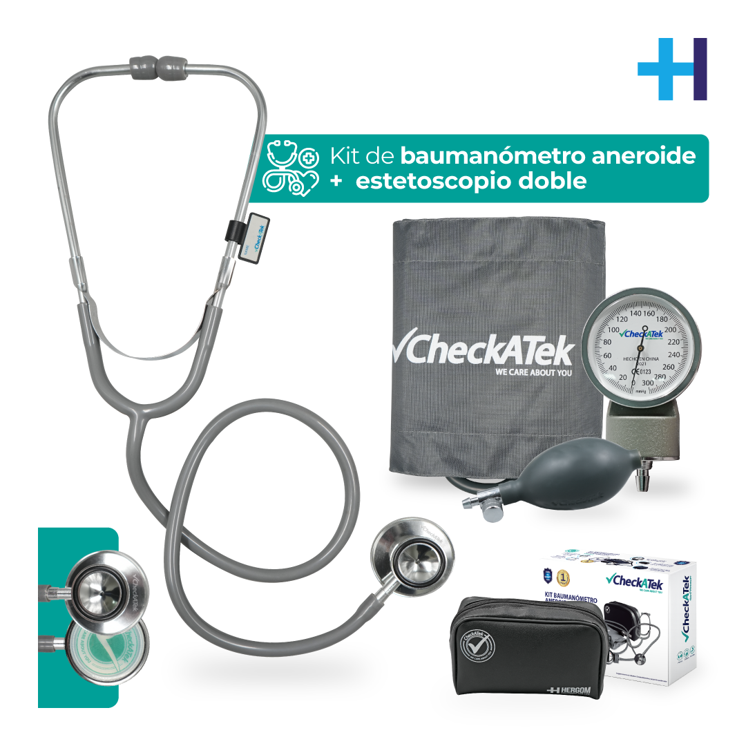 Baumanómetro Aneroide + Estetoscopio Médico Checkatek