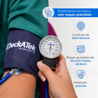 Baumanómetro Aneroide + Estetoscopio Médico Checkatek