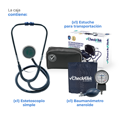 Kit de Baumanómetro y Estetoscopio Tradicional Checkatek para Adulto Checkatek