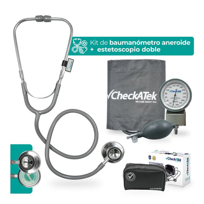 Baumanómetro Aneroide + Estetoscopio Médico Checkatek