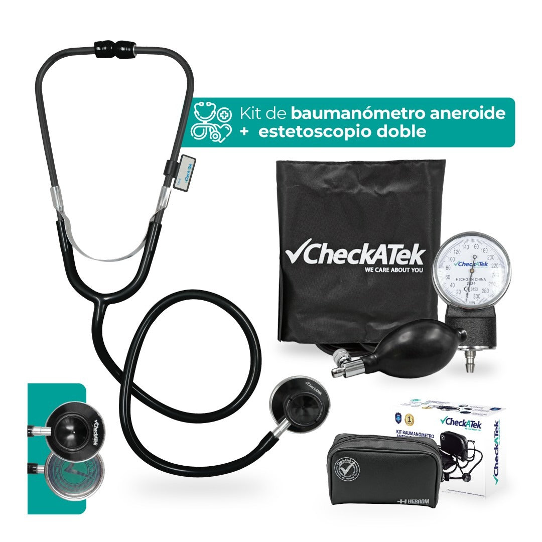 Baumanómetro Aneroide + Estetoscopio Médico Checkatek