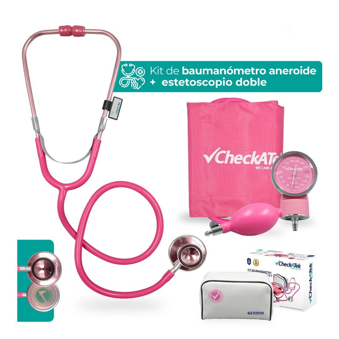 Baumanómetro Aneroide + Estetoscopio Médico Checkatek