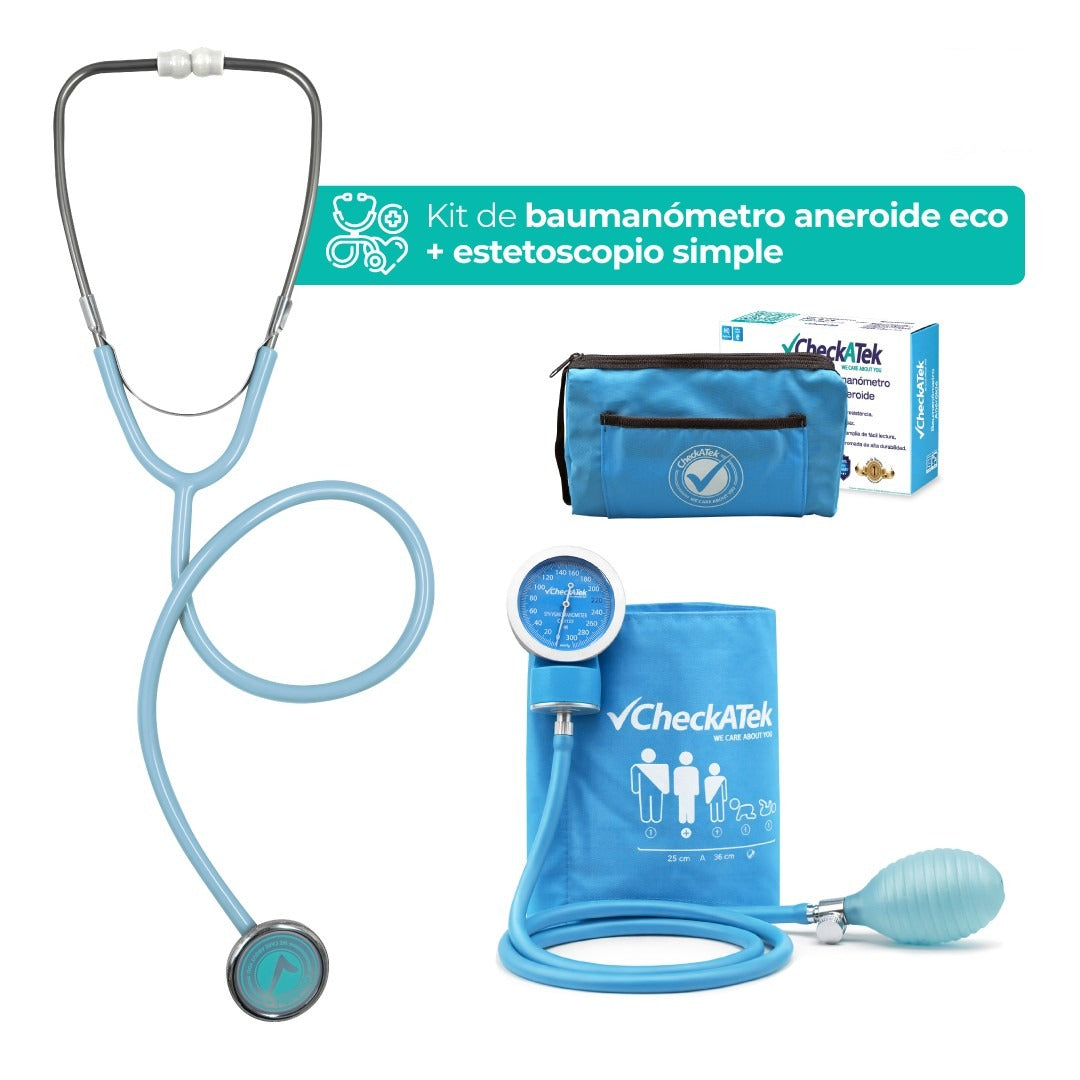 Kit Baumanómetro Aneroide y Estetoscopio Simple Transparente Checkatek para Adulto Checkatek