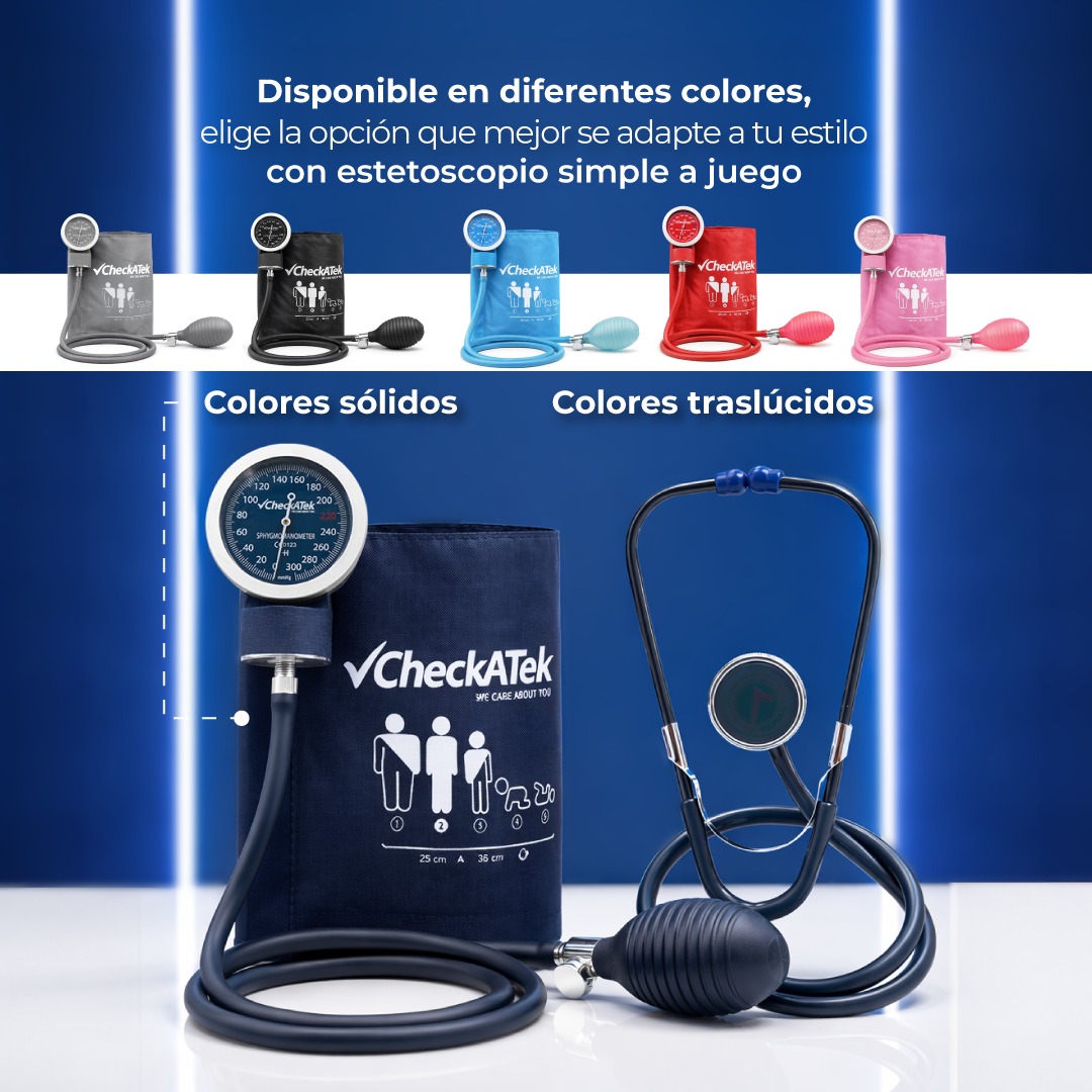 Kit Baumanómetro Aneroide y Estetoscopio Simple Transparente Checkatek para Adulto Checkatek