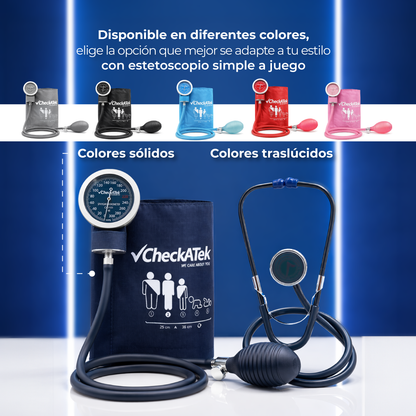 Kit Baumanómetro Aneroide y Estetoscopio Simple Transparente Checkatek para Adulto Checkatek