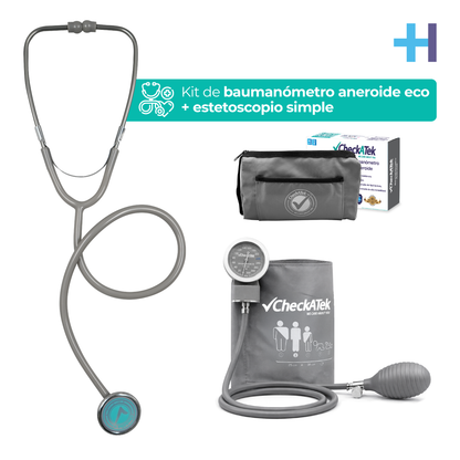 Kit Baumanómetro Aneroide y Estetoscopio Simple Transparente Checkatek para Adulto Checkatek