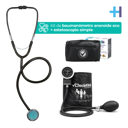 Kit Baumanómetro Aneroide y Estetoscopio Simple Transparente Checkatek para Adulto Checkatek
