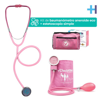 Kit Baumanómetro Aneroide y Estetoscopio Simple Transparente Checkatek para Adulto Checkatek
