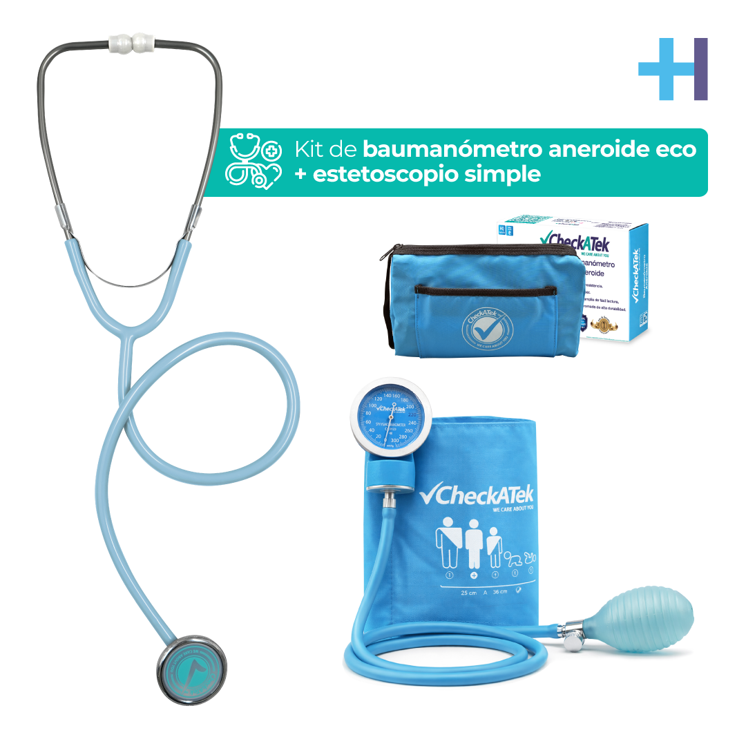 Kit Baumanómetro Aneroide y Estetoscopio Simple Transparente Checkatek para Adulto Checkatek
