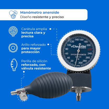 Baumanómetro Aneroide Eco con Manómetro de Alta Calidad para Medición Precisa de Presión Arterial Checkatek