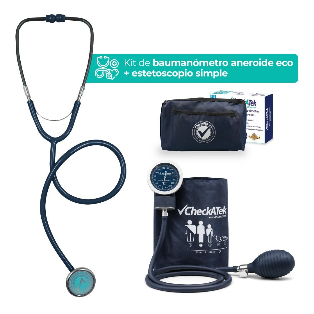 Kit Baumanómetro Aneroide y Estetoscopio Simple Transparente Checkatek para Adulto Checkatek