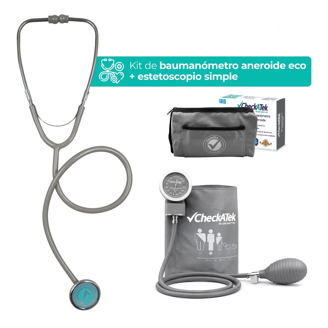 Kit Baumanómetro Aneroide y Estetoscopio Simple Transparente Checkatek para Adulto Checkatek