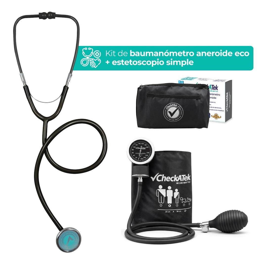 Kit Baumanómetro Aneroide y Estetoscopio Simple Transparente Checkatek para Adulto Checkatek