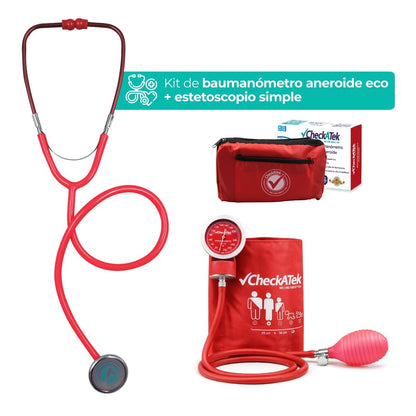 Kit Baumanómetro Aneroide y Estetoscopio Simple Transparente Checkatek para Adulto Checkatek