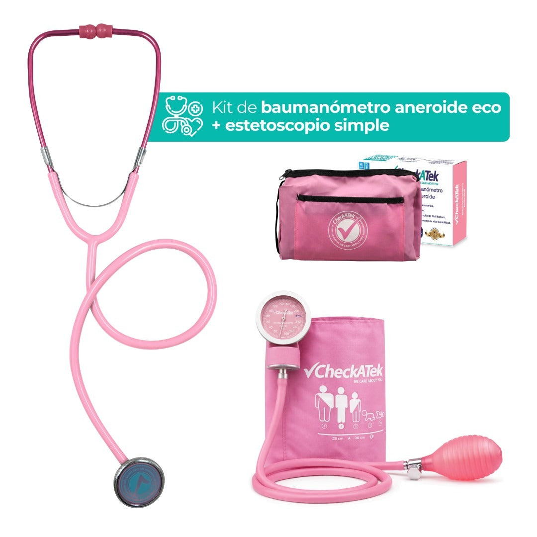 Kit Baumanómetro Aneroide y Estetoscopio Simple Transparente Checkatek para Adulto Checkatek
