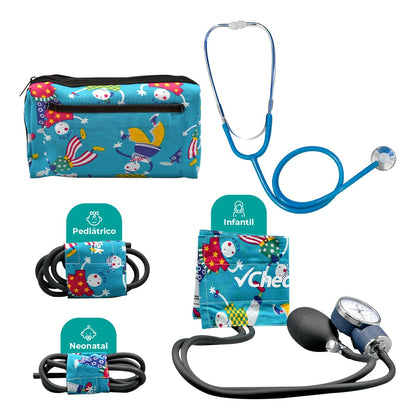 Baumanómetro Pediátrico con Set de 3 Brazaletes para Medición para Neonato, Infantil y Pediátrico Checkatek